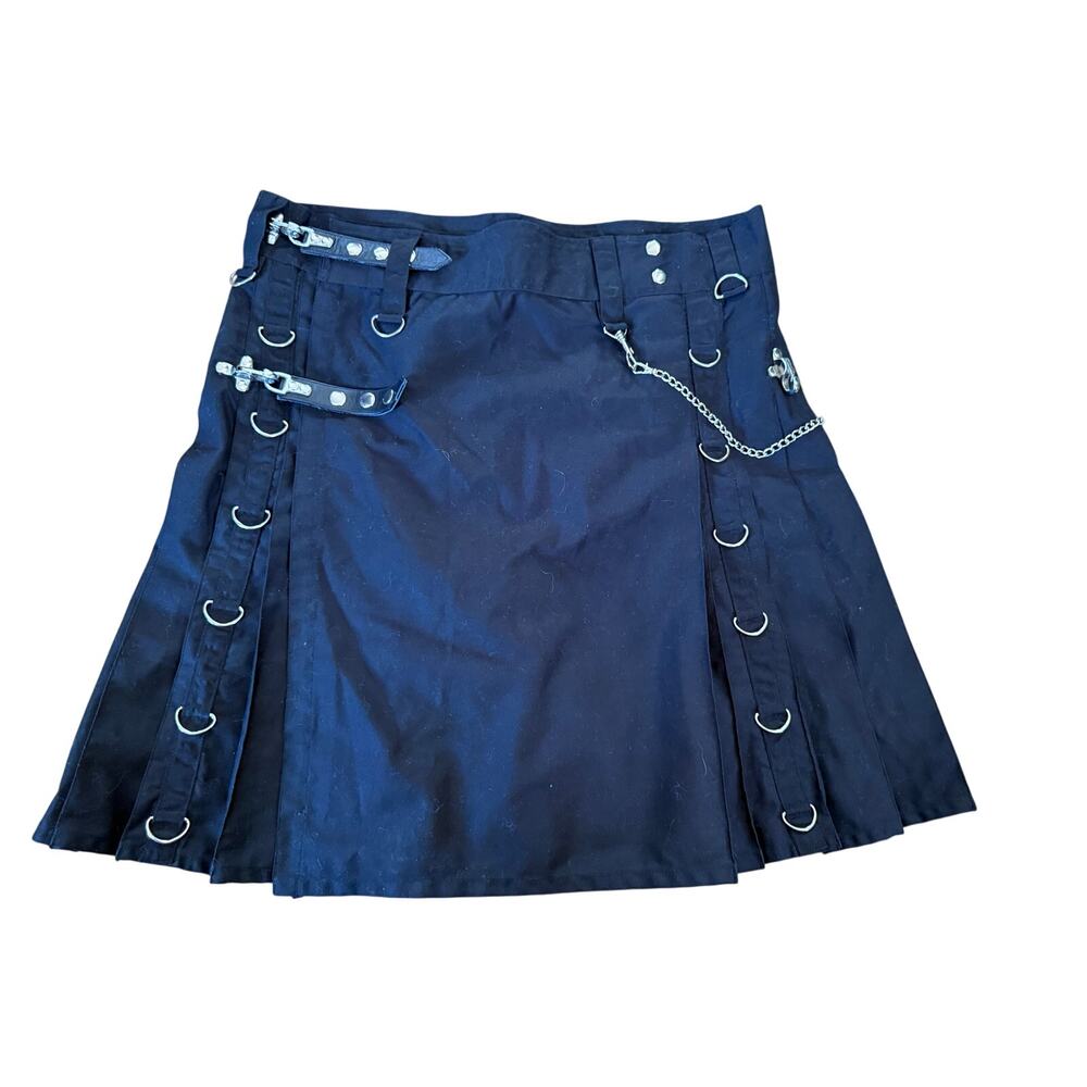 Black gothic‎ chainlink kilt skirt dark steampunk heavy duty dark punk goth emo